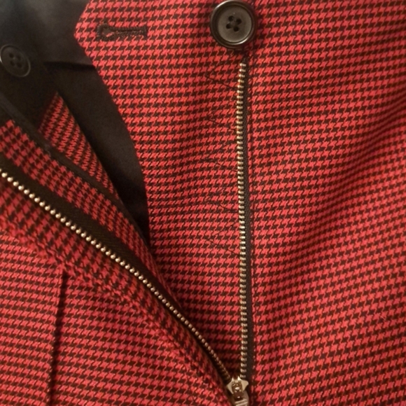 Helmut Lang Red&Black Small Houndstooth Print Wool blend Pants. Sz4 EUC Like New - Picture 8 of 10
